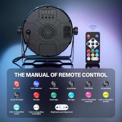 Image of RGB Stage Par Lights 60 LED Uplights, Remote 7CH DMX512 Auto Sound Activated Uplighting Indoor, DJ Lights for Parties Event Wedding Club Church Band Stage Lighting(4 Pack)