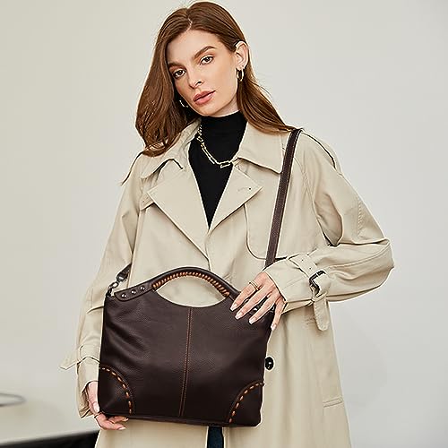 HESHE Leather Satchel Bags for Women Designer Crossbody Bag Tote Purses with Compartments Women’s Top Handle Handbags2