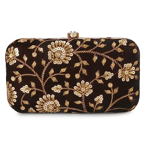Image of LONGING TO BUY Hand Crafted Designer Box Clutch - Zari Embroidery For Women