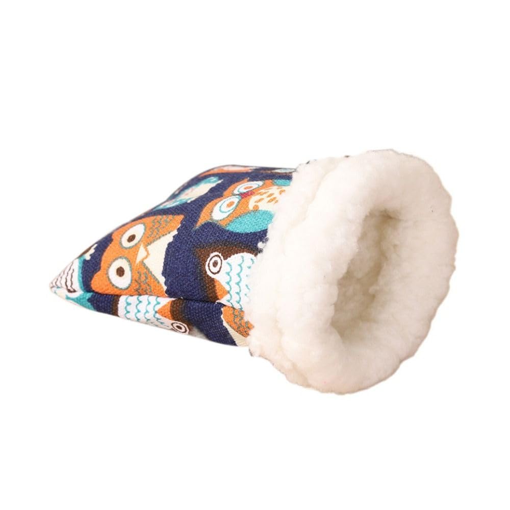 Sac de transport portable de poche pour animal de compagnie, lit chaud pour hamster, hérisson, sac de transport en polaire/toile chaude (L, bleu)