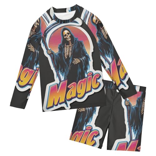 Traje de baño manga larga niños Grim Reaper para evitar quemaduras solares
