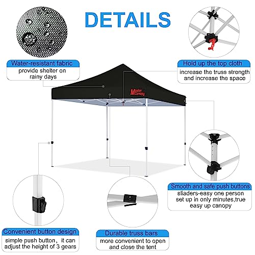Image of MASTERCANOPY 8x8 Heavy Duty Pop Up Canopy Tent with Roller Bag(Black)