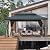 Domi 10' x 14' Hardtop Gazebo Permanent Metal Gazebo with Galvanized Steel Double Roof, Curtains and Netting for Outdoor Dining, Party, Patio, Backyard, Grey