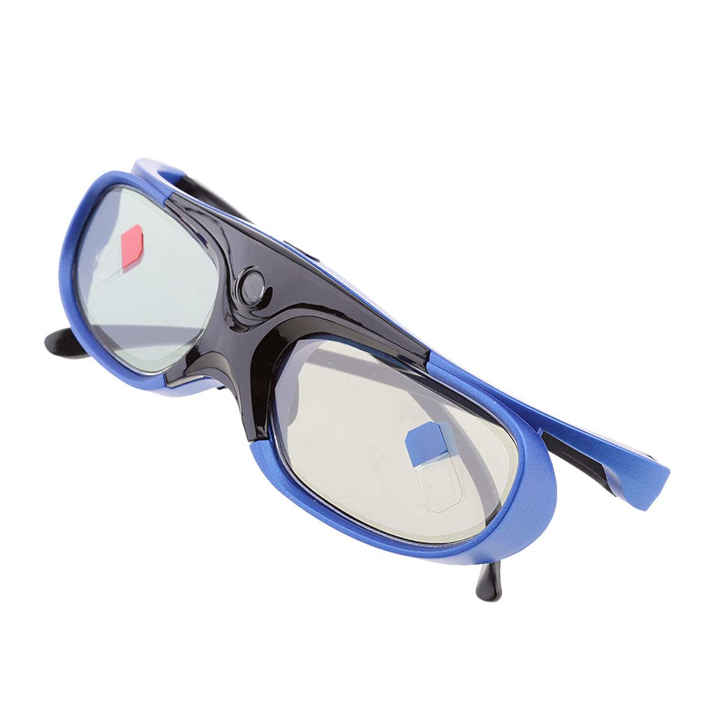 P Prettyia Lunettes 3D pour Projecteurs Dlp-Link Active Shutter - Noir + Bleu