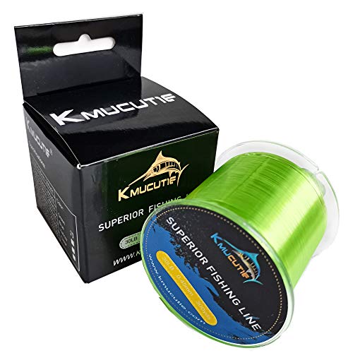 Kmucutie Fishing Line, Monofilament Fishing Line 300 Yds Ultimate Strength, Shock Absorber, Suspend in Water, Knot Friendly - Mono Fishing Line 10-40LB (Green, 10LB/0.28MM/300YDS)