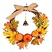 Produktbild Colorful Deko Kranz mit Herbstlaub Kürbis und Beeren Herbstkranz Tischkranz Türkranz Herbstdeko Tischdeko, perfekte Dekoration für Halloween Herbst und Thanksgiving