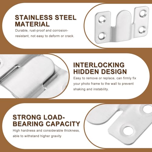 Image of uxcell 2 Pairs Flush Mount Bracket, 54 x 30mm Heavy Duty Picture Hanger Z Clip Bracket Interlocking Photo Frame Hook with Screw for Picture Display Art Gallery Wall Mount, Silver