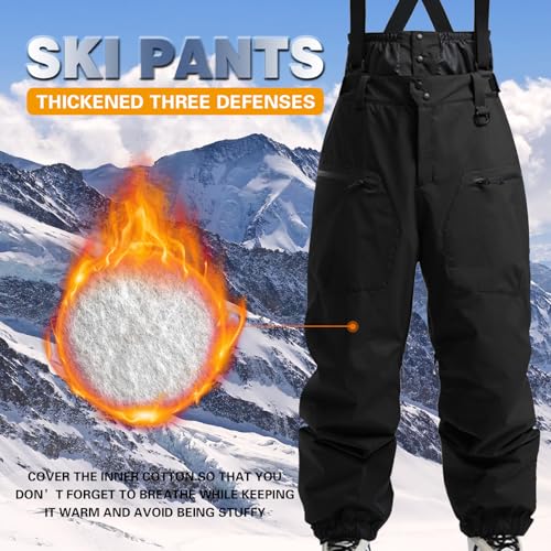 HOMDECR Pantalones De Esquí Unisex (Hombre/Mujer) – Forrados con Primaloft, Impermeables Windproof, Rodilleras Reforzadas, Estaciones De Esquí (L,Negro (Mujer)) - imagen 2