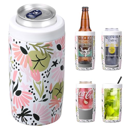 Image of Morefeel 4-in-1 Insulated Can Cooler for 12 oz Cans & Bottles | 304 Stainless Steel Can Holder Fits 12 Oz Slim Cans, Standard Cans, Beer Bottles & Works as A Open Cup; Dishwasher Safe