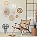 7 Pack Boho Wall Basket Decor - Seagrass Rattan Wicker Wall Decor Round Handmade Hanging Rustic Flat Elegant Wall Art for Farmhouse Living Rooms Bedrooms Display Table Settings Kitchen Home