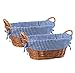 eGenuss Brotkörbe einkaufskörbe obstkörbe geflochten | Weidenkörbe mit seitlichen Griffen und herausnehmbarem Stofffutter | 2er-Set Körbe 32 x 23 x 13 cm | Blau-weiß kariertes Muster