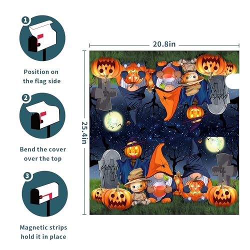 Image of Happy Halloween Gnome Magnetic Mailbox Cover - Large Size 25.5x21 Inch Fall Holiday Wraps for Home Garden Yard Outdoor Decor