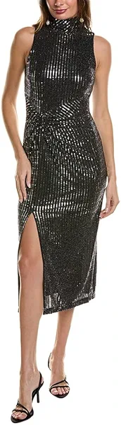Anne Klein Womens Mock Neck Sheath Midi Dress