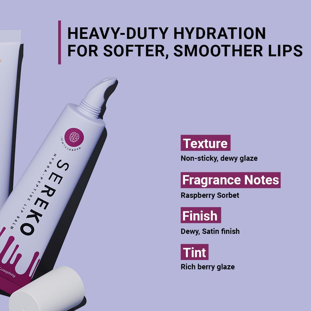 Sereko Hydra Peptide Tinted Lip Balm for Dry & Chapped Lips With Ceramides & Squalane | Long Lasting Hydration, 24H Moisture Lock, Plumps & Smooths | For Women & Men | Raspberry Sorbet - 16gm (Pack of 2) 4