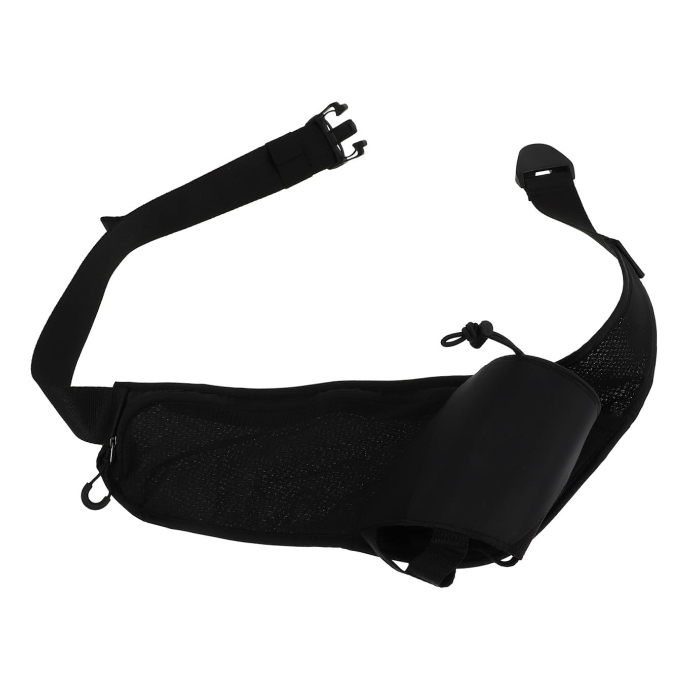UKCOCO Riñonera para Correr con Portabotellas de Nylon Negro | Diseño de Cintura, Cremallera Suave y Resistente, para Running y Viaje al Aire Libre
