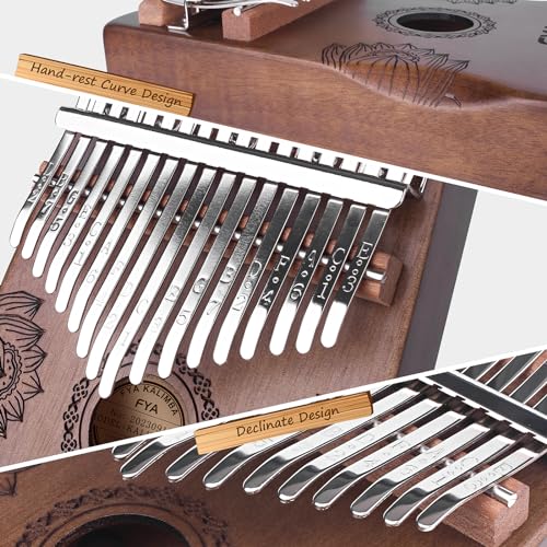 Image of FYA Thumb Piano 17 Key, Portable Mbira Finger Piano with Tune Hammer and Study Instruction, Marimbas /kalimba /xylophone, Musical Instruments Birthday Gift for Kid Adult Beginners Professional