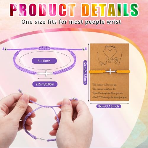 Sasylvia 50 Sets Cross Bracelet Bulk Christian Jesus Friendship Adjustable Religious Cross Card Bracelet Charm Braided String Strand for Women Men Lucky BFF Prayer Gifts2