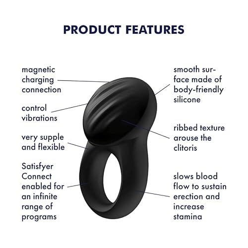 Satisfyer Satisfyer App Enabled Signet Ring Connect App - Black Waterproof Silicone Ring - 150 Gr - 3