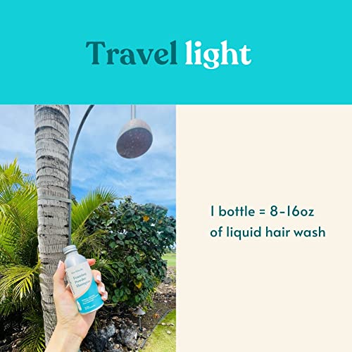 2-In-1 Travel Shampoo & Conditioner Powder - Add Water - Light, Leakproof, Compact For Travel, Camping, Outdoors - Biodegradable & Plastic-Free #TOP3