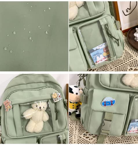 Mochila escolar de anime con colgante de oso vaca negra talla L 4