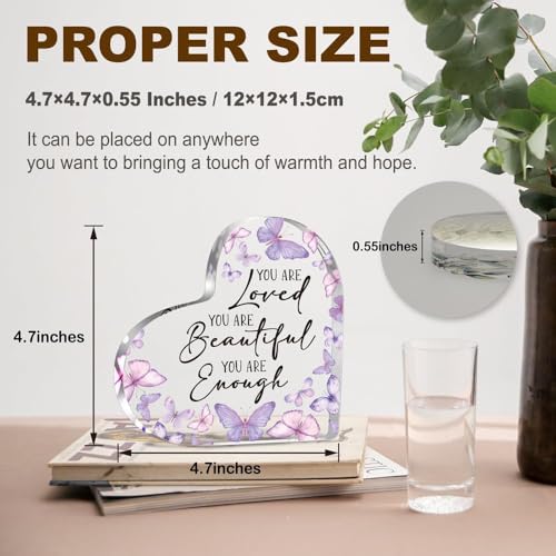 Image of Inspirational Butterfly Gifts for Women, Christian Gifts for Women, Butterfly Decorations for Coworker Friend, You are Loved You are Beautiful You are Enough Positive Plaque