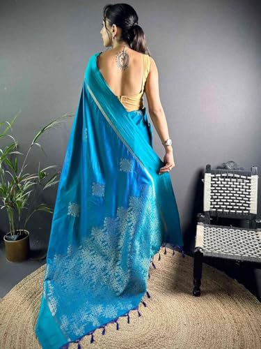 Image of SGF11 Women's Kanjivaram Pure Soft Silk Saree With Unstiched Blouse Piece