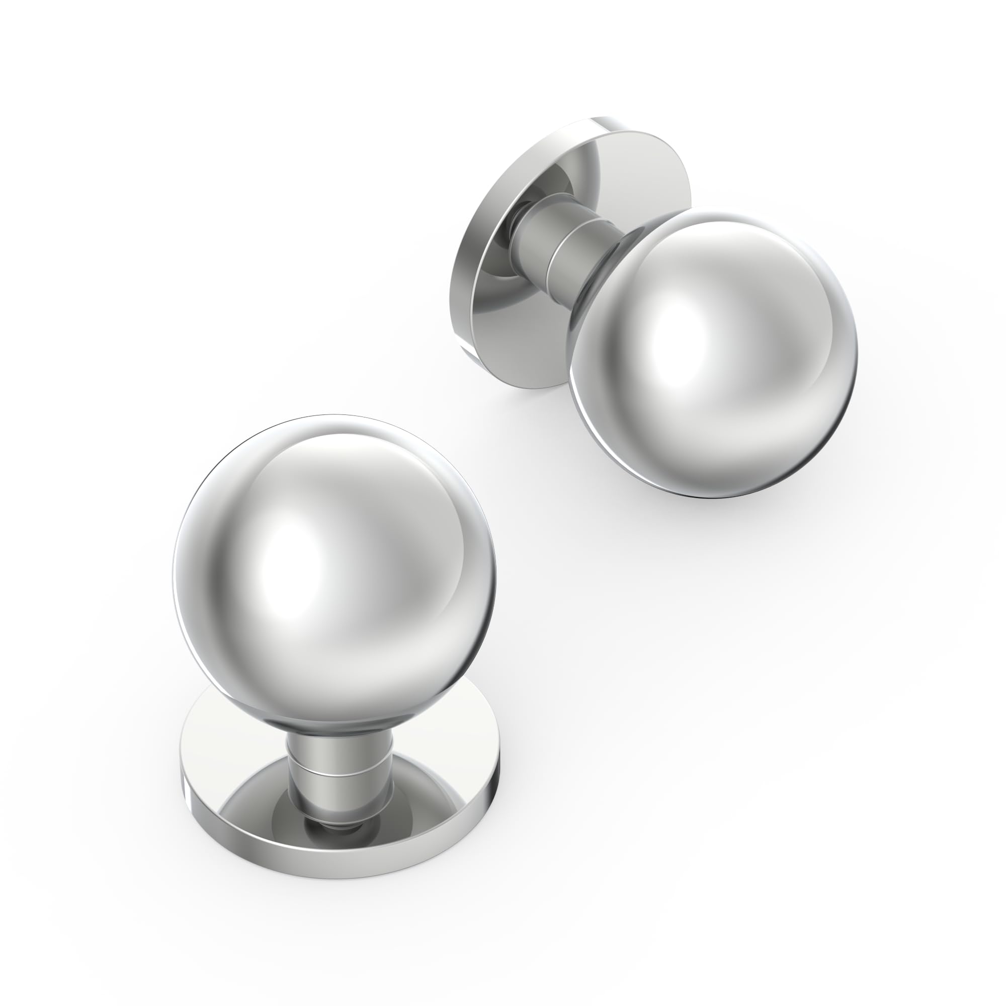 Amerdeco 10 Pack Polished Chrome Kitchen Cabinet Knobs Single Hole Kitchen Cabinet Handles Solid Zinc Alloy Round Knobs for Drawer Dresser, Cupboard and Wardrobe AM056