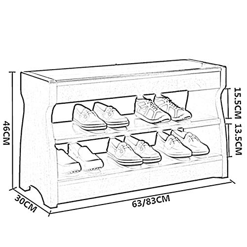 Banc de rangement à chaussures double couche et tabouret bois massif - 7