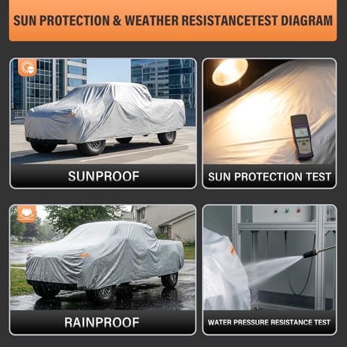 Image of Kayme Full Size Truck Cover Waterproof All Weather - See Vehicle Size Chart - Heavy Duty Outdoor Pickup Cover Sun Uv Rain Protection, Universal Fit Ford F250 F350 etc, Length Up to 261 inch.