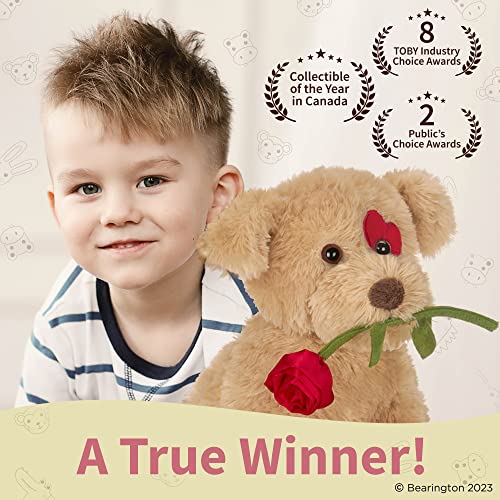 Bearington Conner Cuddlesmore Stuffed Animal Plush With A Heart And A Rose, Kid Companion Plushie, Great Gift For Birthdays, Holidays & Special Occasions Like Valentines Day, Puppy Dog, Tan, 11 Inches #TOP3