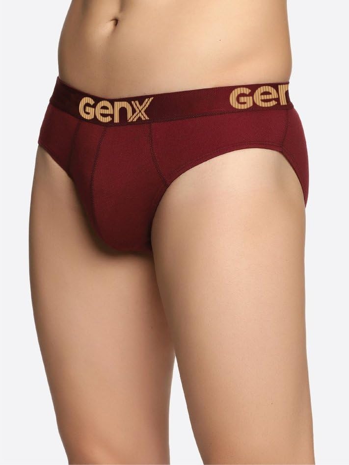 Image of Genx Jazz Men's 100% Cotton Briefs with Comfortable Waistband(Pack of 3)(Colors&Print May Vary)