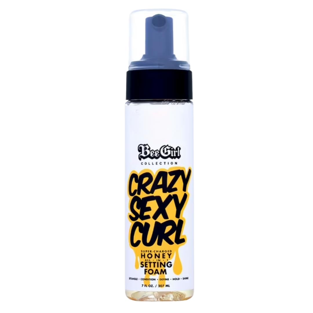 Bee Girl Crazy-Sexy-Curl Honey Setting Foam, 7 oz, Moisturizing Hair Treatment for Frizzy Hair