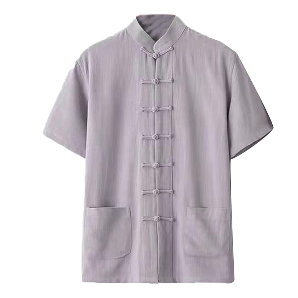 Hanfu Kung Fu pour homme en coton pur ensemble gris taille L