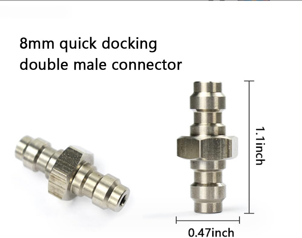 8mm quick disconnect plug adapter, 1/8 "BSPP internal thread, diving bottle accessory, universal 8mm double external thread. External thread stainless steel material