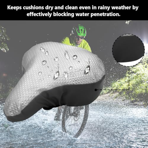 Fahrradsattel Überzug Sonnenschutz,Sattelschutz wasserdicht Fahrradi,Aluminiumfolie,Wärmedämmung,Fahrradsattel Regenschutz,Universal Sattelüberzug Fahrrad für Elektroauto/Fahrrad/Mountainbike,Silber