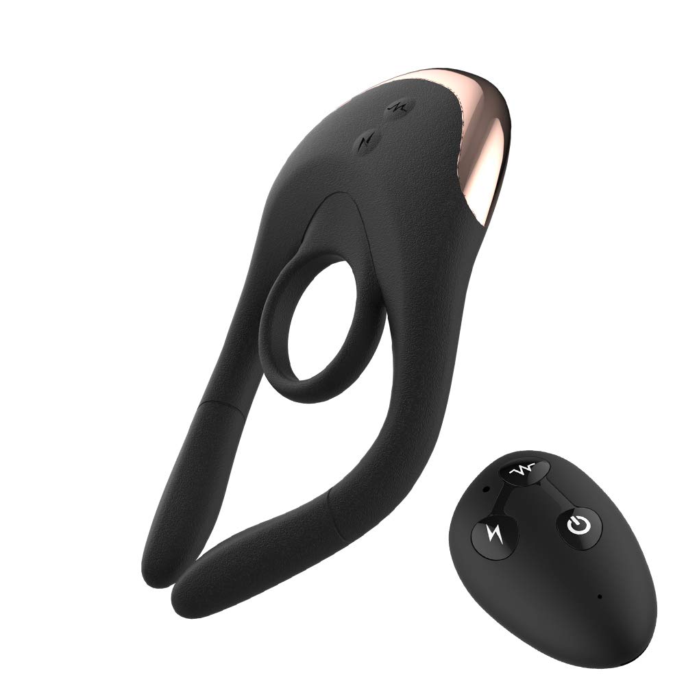 SXOVO 10 Vibración y 10 Electro Estimulación Anillo Pene Eléctrico Shock Parejas Vibrador con Control Remoto, SM Juguetes Sexuales Pene Pezón Punto G Clítoris Masajeador