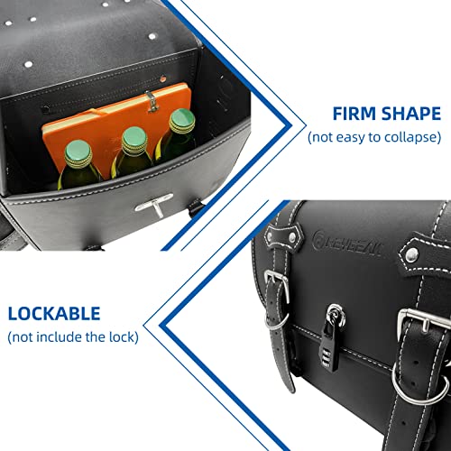 Reygeak Motorcycle Saddle Bags Saddlebags Storage With Cup Holder, Black Leather Throw Over Side Panniers Bag Lockable Riding Bag Universal For Sportster Softail Dyna Harley Motorcycle #TOP1