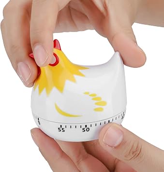 Kitchen Chicken Pattern Baking Timer,Chicken Pattern Countdown Kitchen Timer Reminder for Cooking Baking(White)