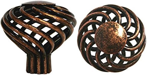 20 Pack Antique Copper Machined ACM Bird Cage Birdcage Birds Nest Twist 1-5/8" (40mm) Diameter Kitchen Cabinet Pull Knob 1318-40
