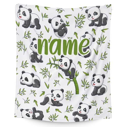 Mercuryelf Custom Panda Throw Blanket - Soft, Fuzzy & Warm - 50x60 Inches Flannel Blankets for Living Room, Sofa - White Aesthetic Throws Gift for Teens