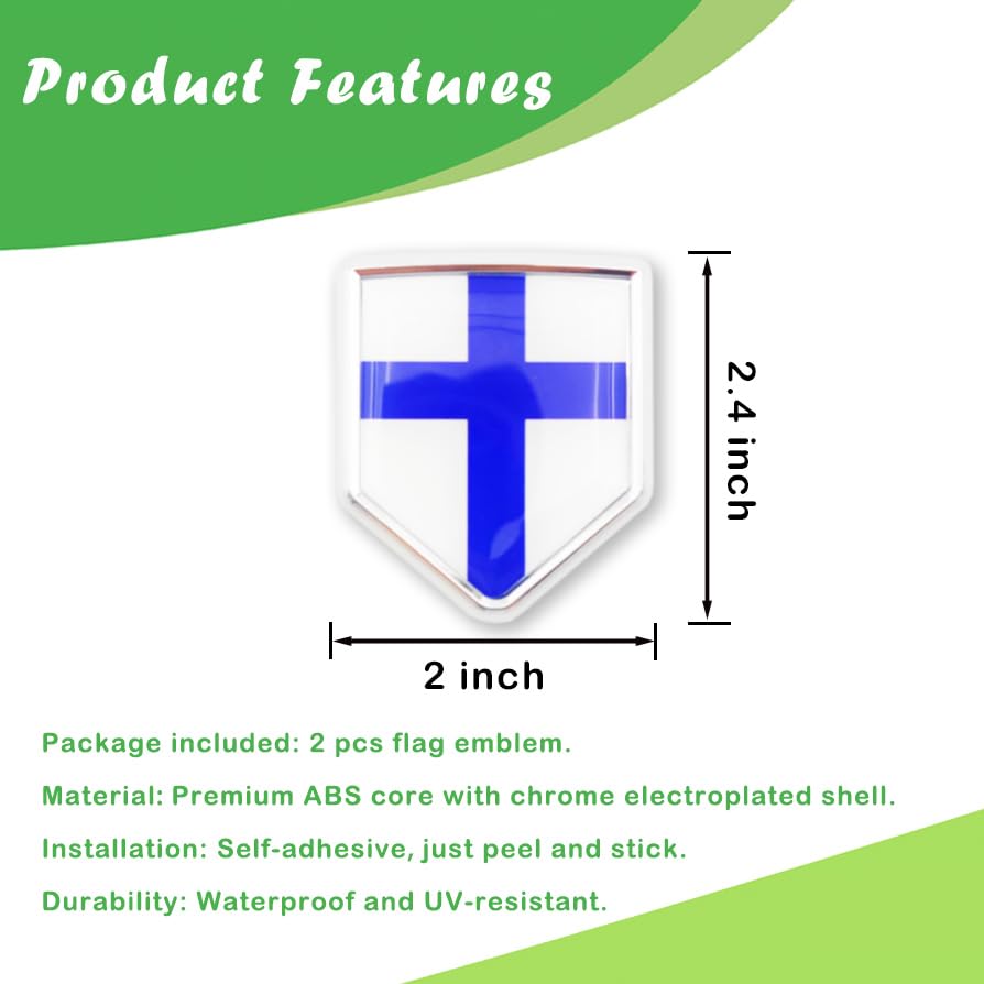 Image of Newperlite Finland Flag Decal Sticker Car Emblem Finnish Flag Car Decoration Accessories Chrome Shield for Truck Vehicles Cars, 2 Pack