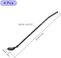 Vista 2 de uxcell Pajitas de cuchara de acero inoxidable, 4 pajitas de metal reutilizables de 8.6 pulgadas con mango largo para batidos y cócteles, color negro