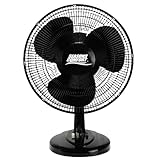 Seasons Comfort 16 Inch Oscillating Table Fan With Adjustable Tilt, 70 Degree Oscillation, Push Button Controls, Quiet, 3 Speed, Black Desk Fan - Fan for Home, Bedroom, Dorm & Office