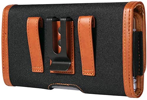 Cell Phone Belt Case Holster Pouch Holder With Belt Clip Loop Card Slots For Motorola Moto G7 G6 Z4 E6 Plus E5 Play, Galaxy S20 A10 A20 A50 A10S A30S, Google Pixel 3A 3 Xl, Blu G9 Vivo Xl4 (Black) #TOP3