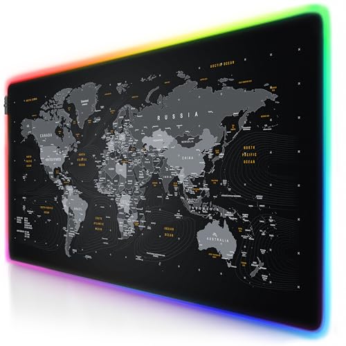 TITANWOLF RGB Tapis de Souris Gaming XXL 120 x 60 cm LED Lumineuse Tapis de Souris Multicolore 11 Modes 1200x600mm Surface antidérapante pour Les Joueurs de...