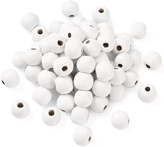 Craftdady 14mm Natural Wood Beads Dyed White Round Ball Wooden Spacer Loose Beads for DIY Jewelry Crafts Making, About 680pcs/500g