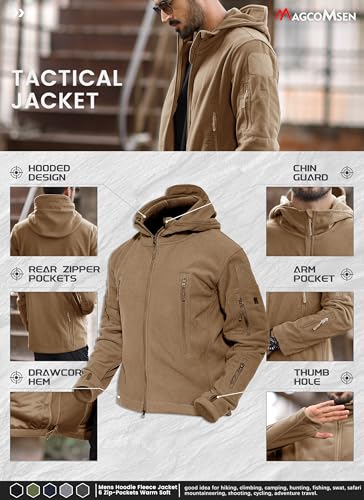 MAGCOMSEN Men's Military Tactical Jacket Warm Fleece Hoodies Sport Outdoor Winter Coats Windbreaker - Image 6