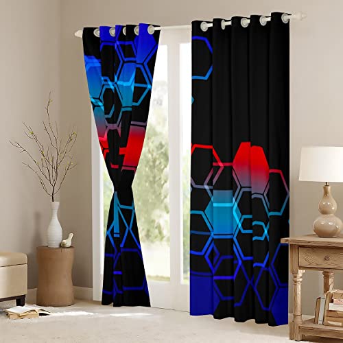 Cortinas para ventana con geometría hexagonal y degradado artístico moderno 4