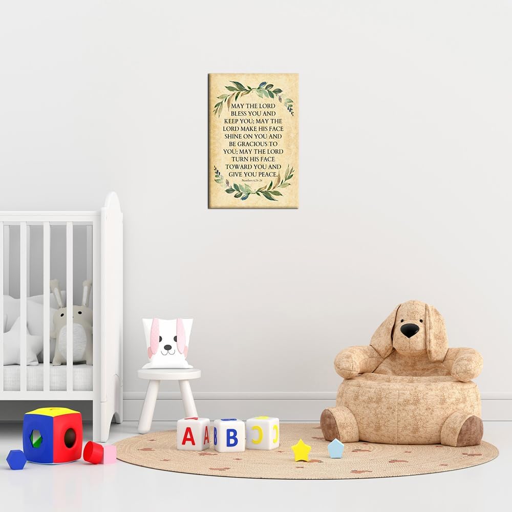 Zhefoart Numbers 6 24-26 Wall Art May The Lord Bless You and Keep You Bible Verse Wall Art Home Decorative Pictures Christian Poster Decoration 12x18 inches