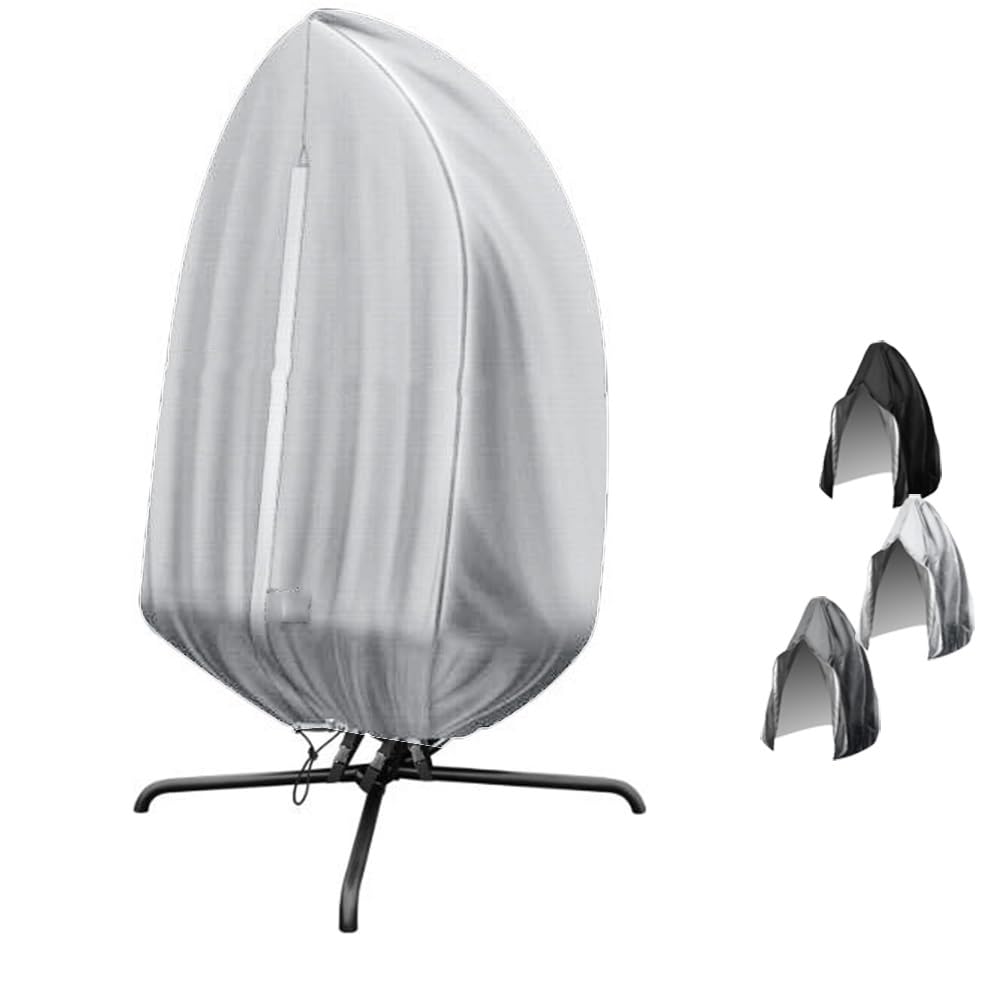 SVBVRFEEW Patio Egg Chair Covers With Zipper Egg Swing Chair Cover Waterproof 210D Oxford Hanging Egg Chair Covers Hanging Outdoor Furniture Cover(Silvery,200x230cm/78.7x90.5in)